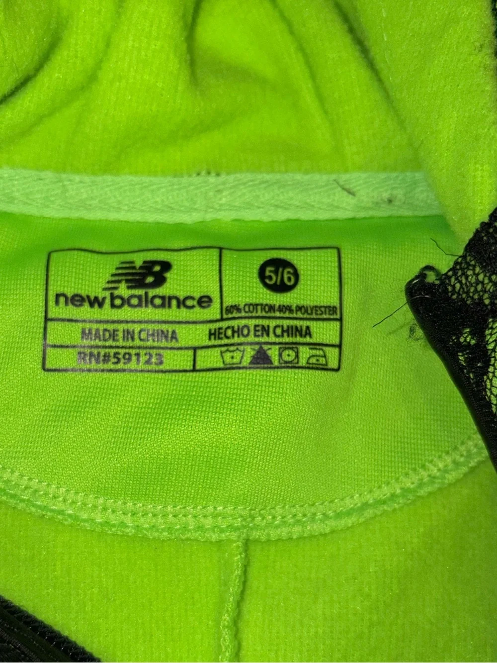 Girls Lime Green Lace New Balance Zip Up Hoodie